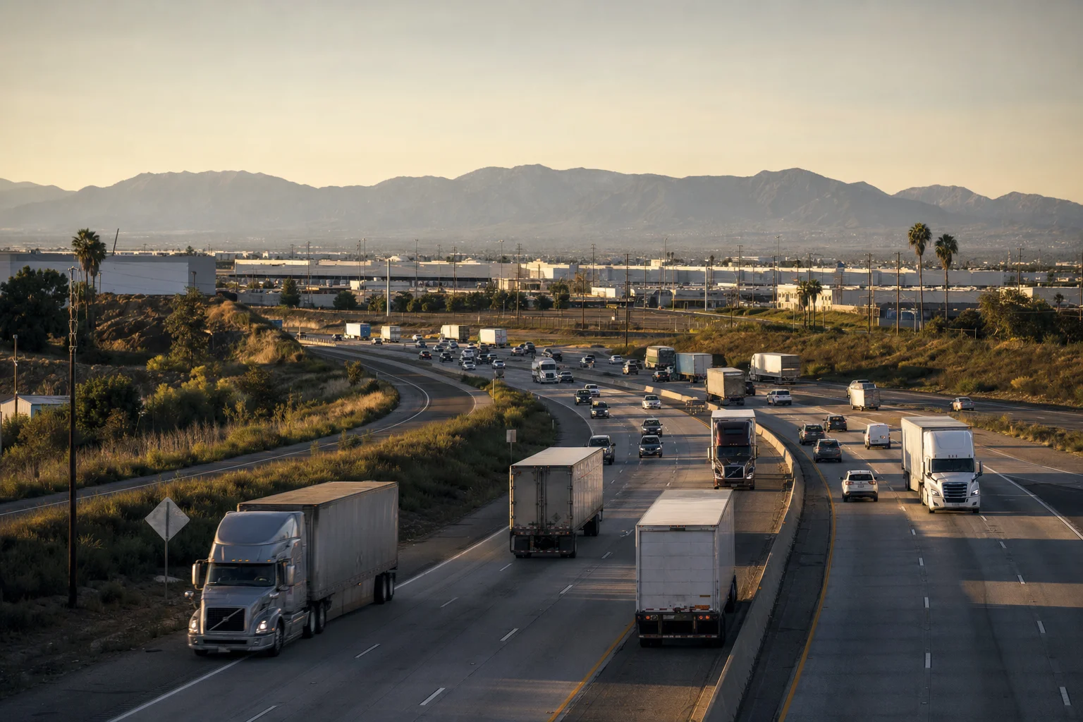 Editorial image: Anaheim, California — commercial truck corridor