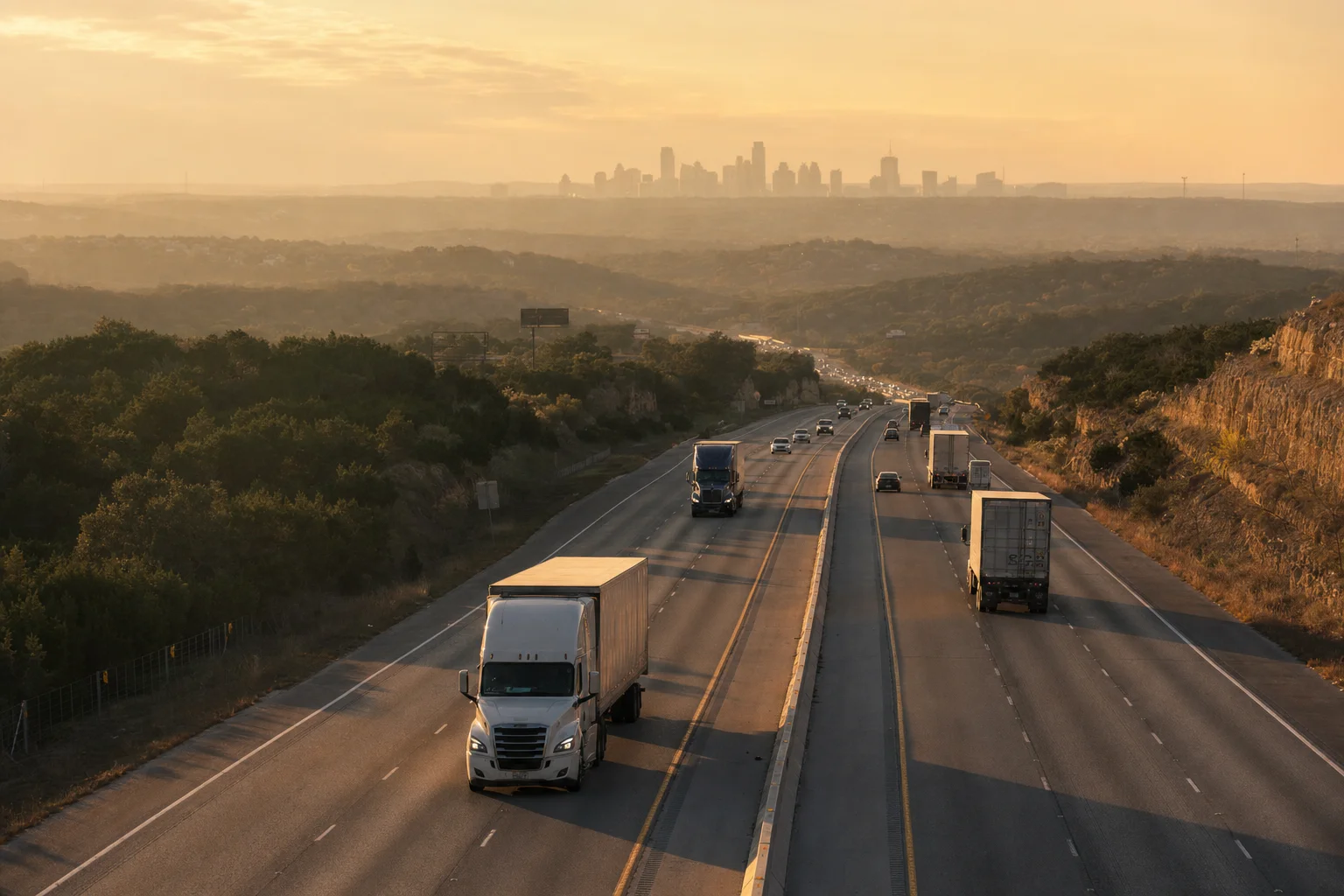Editorial image: Austin, Texas — commercial truck corridor