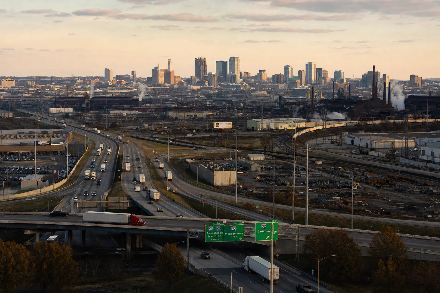 Editorial image: Birmingham, Alabama — commercial truck corridor