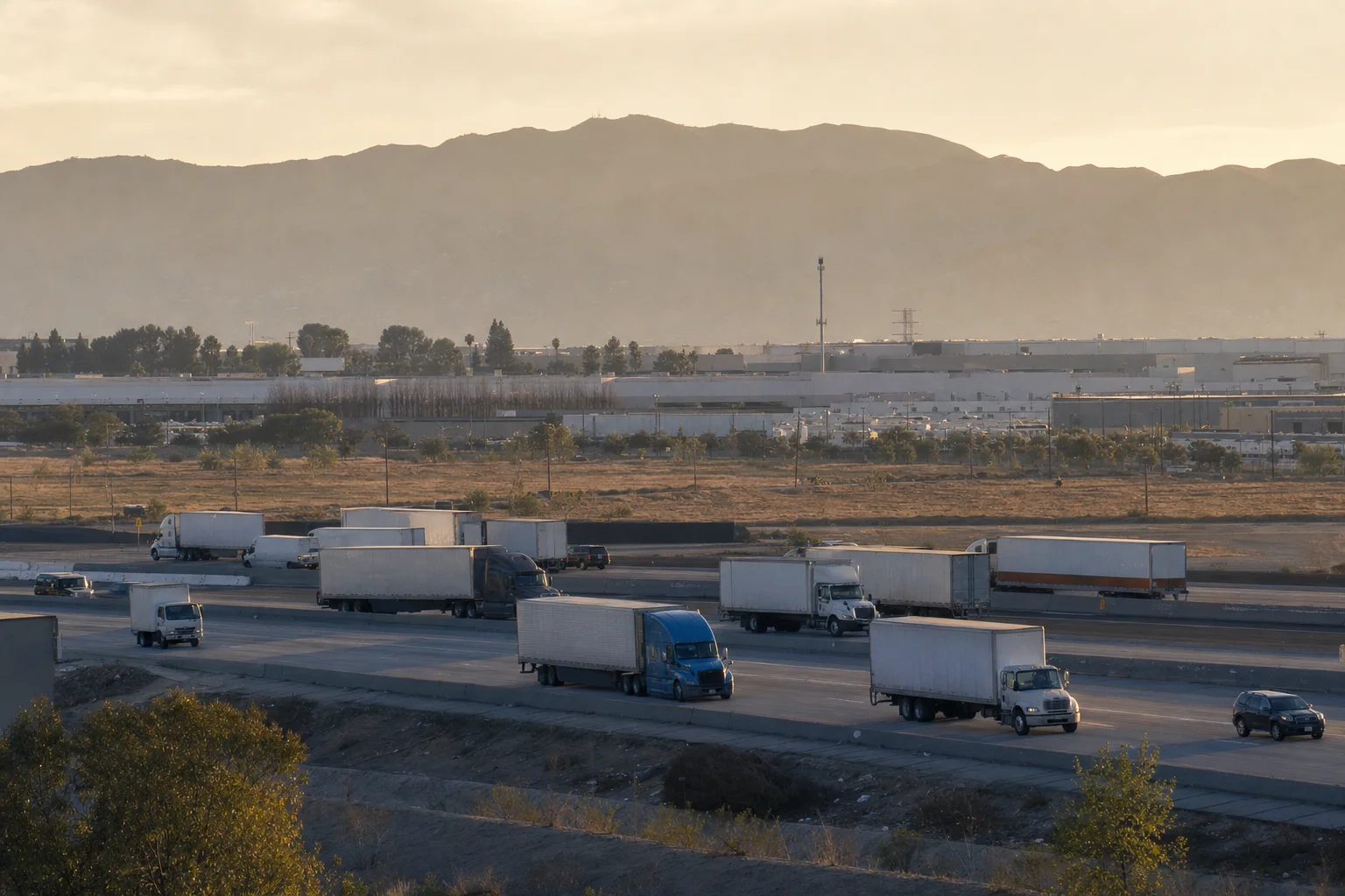 Editorial image: Burbank, California — commercial truck corridor
