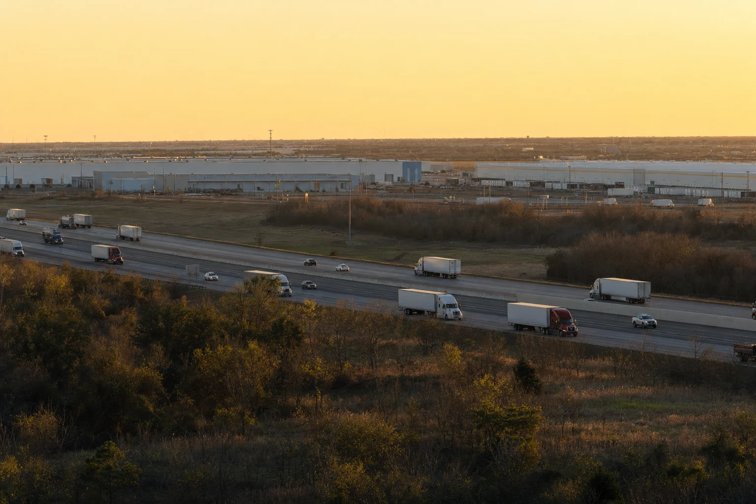 Editorial image: Carrollton, Texas — commercial truck corridor