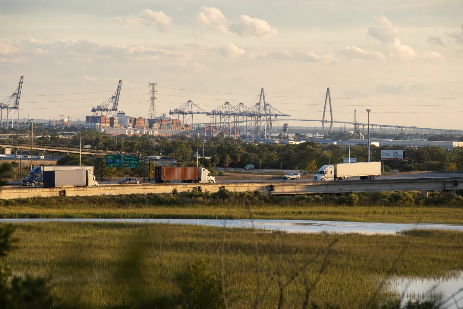 Editorial image: Charleston, South Carolina — commercial truck corridor