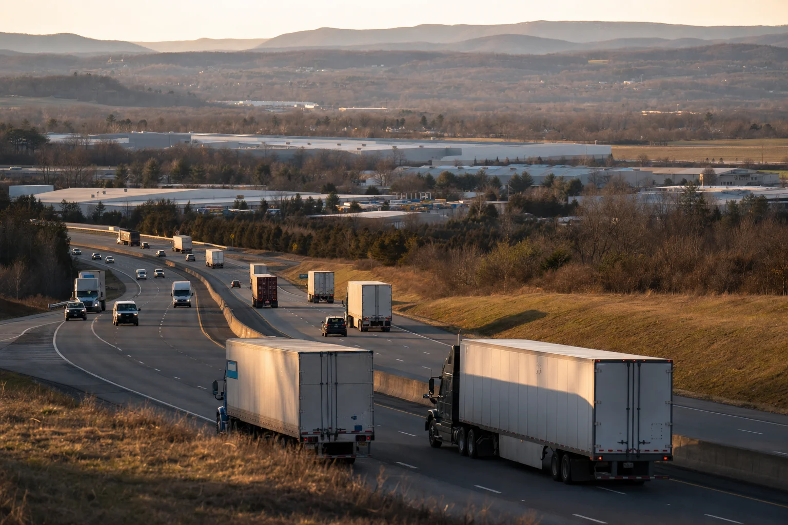 Editorial image: Charlottesville, Virginia — commercial truck corridor
