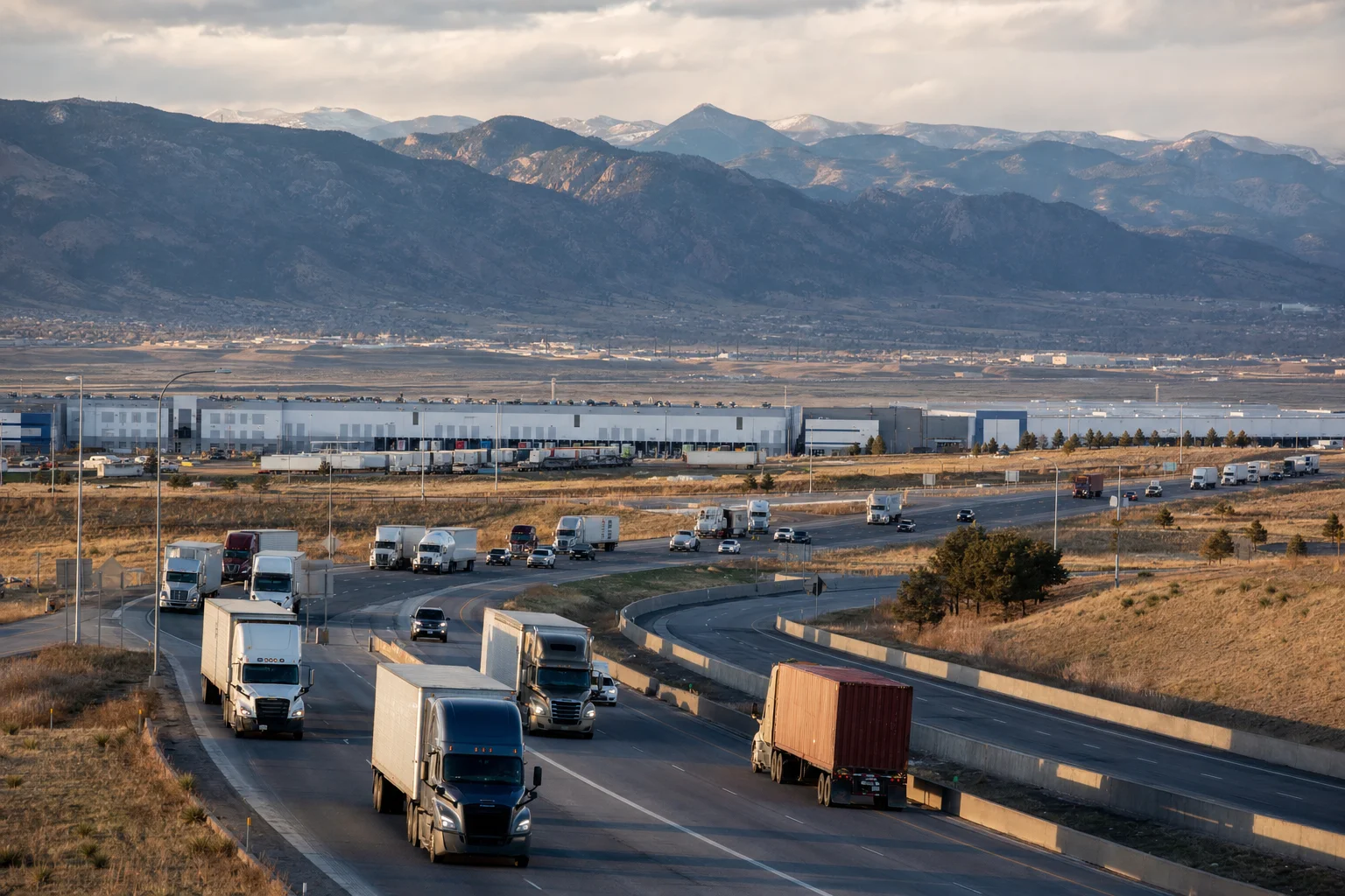 Editorial image: Colorado Springs, Colorado — commercial truck corridor