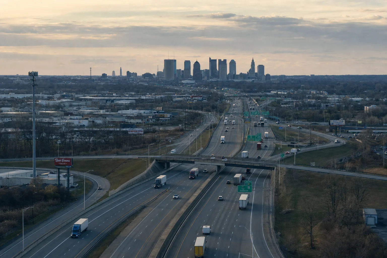 Editorial image: Columbus, Ohio — commercial truck corridor
