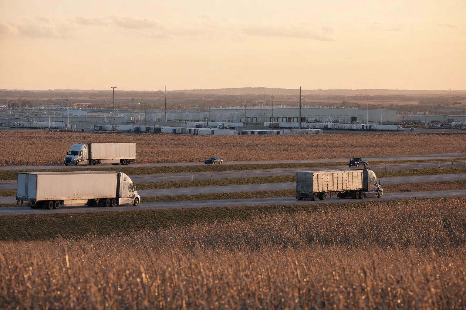 Iowa commercial trucking corridor — illustrative
