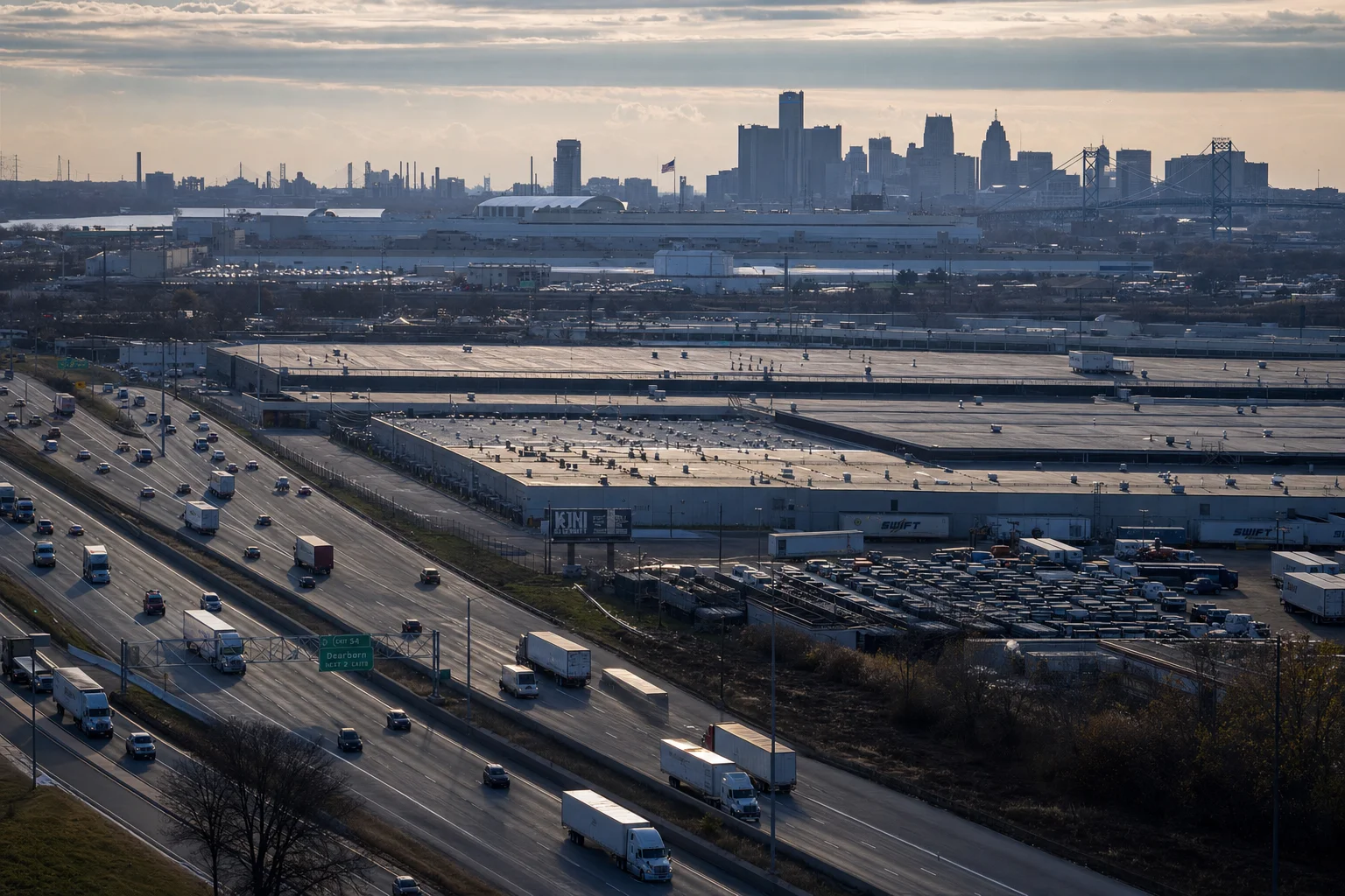 Michigan commercial trucking corridor — illustrative