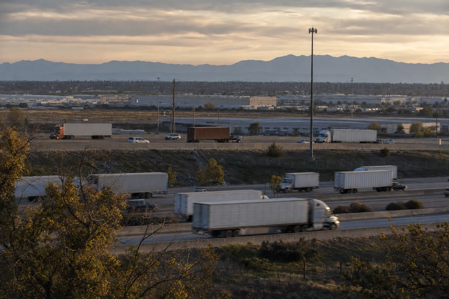 Editorial image: Folsom, California — commercial truck corridor