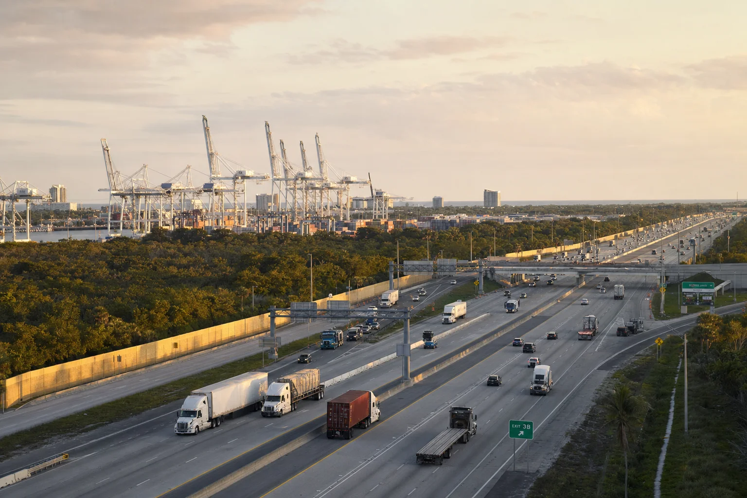 Editorial image: Fort Lauderdale, Florida — commercial truck corridor