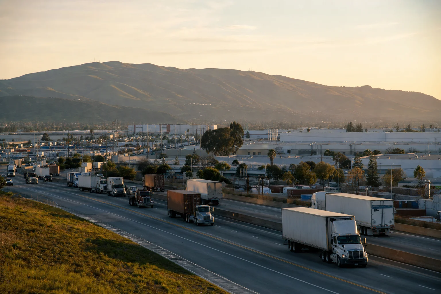 Editorial image: Fremont, California — commercial truck corridor