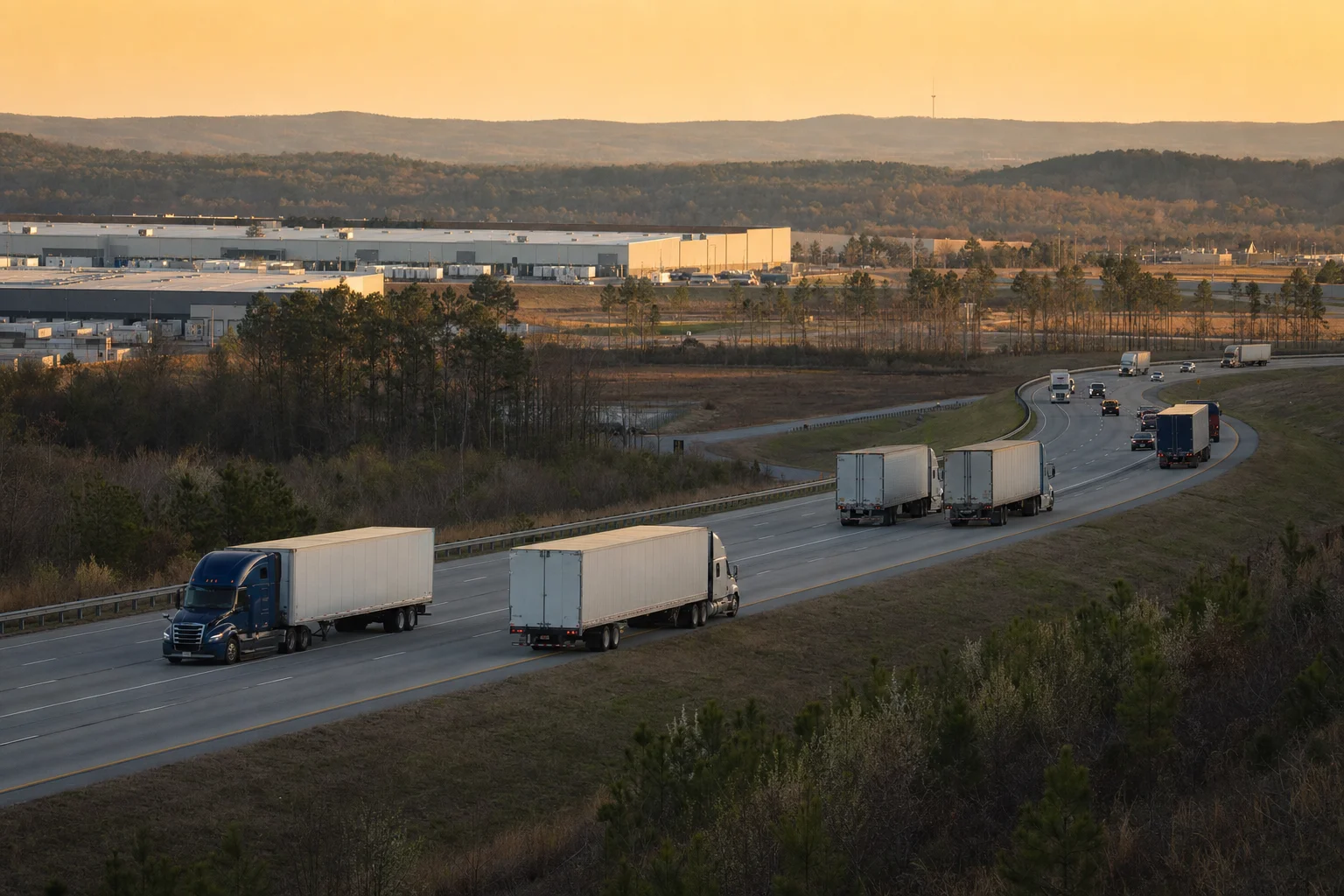Editorial image: Greensboro, North Carolina — commercial truck corridor
