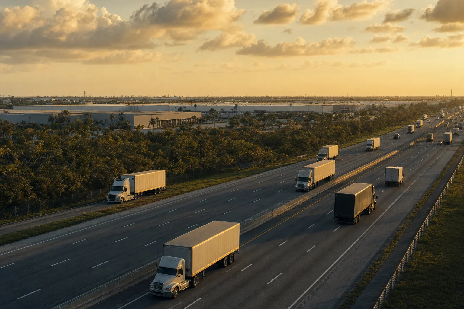 Editorial image: Hialeah, Florida — commercial truck corridor