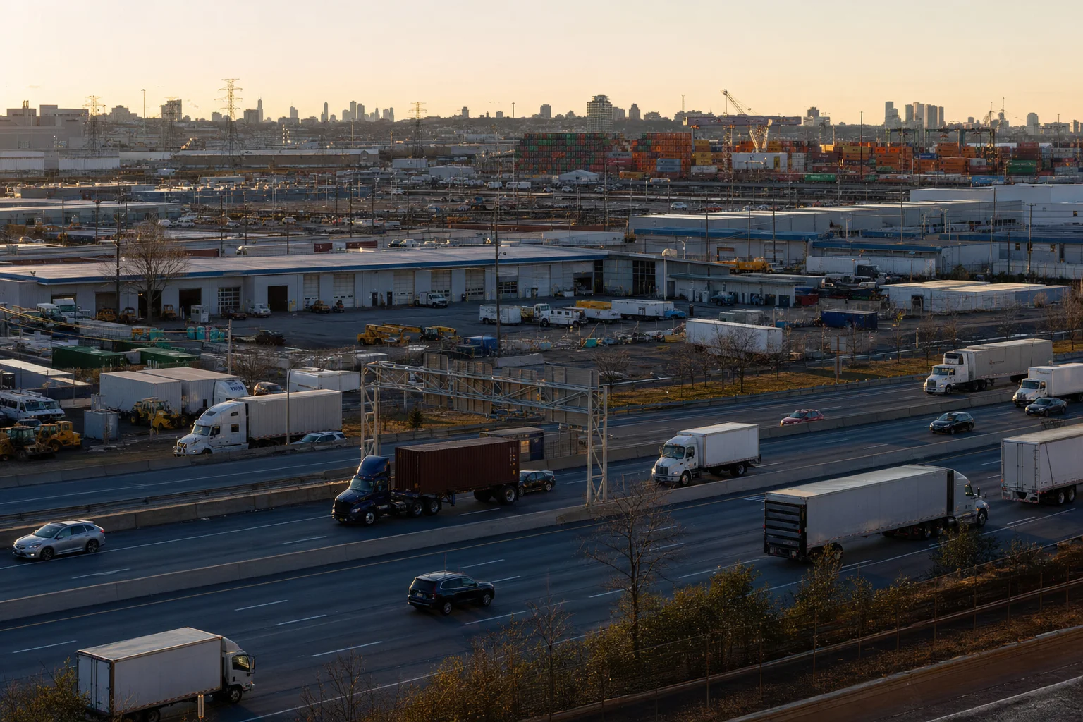 Editorial image: Jersey City, New Jersey — commercial truck corridor