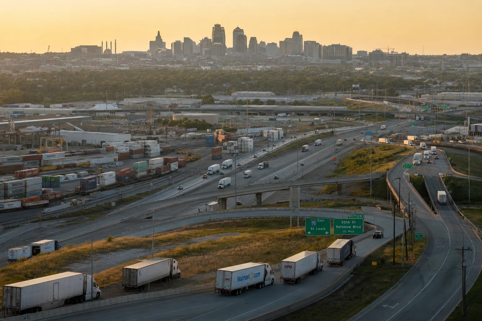 Editorial image: Kansas City, Missouri — commercial truck corridor