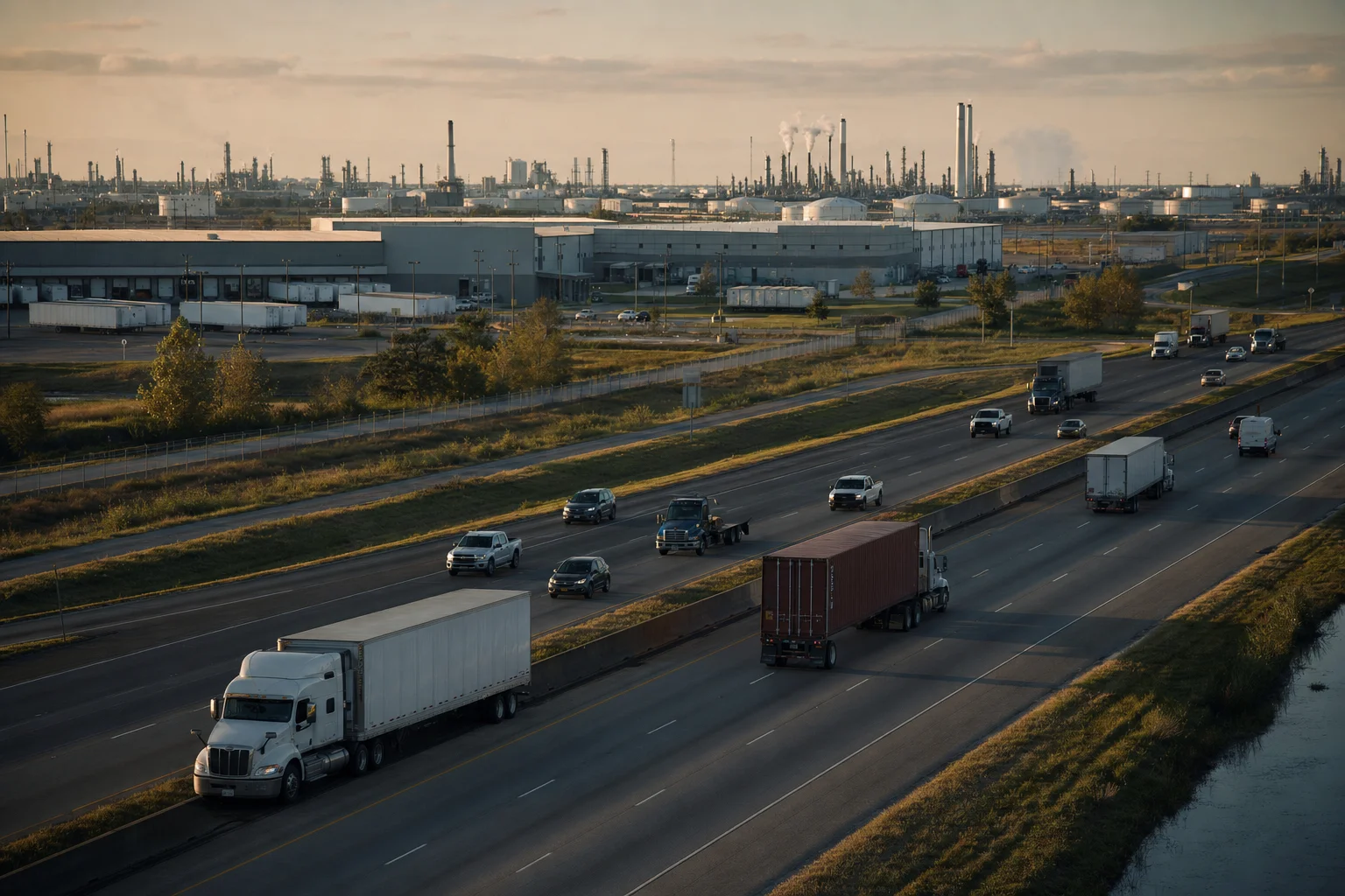 Editorial image: Lafayette, Louisiana — commercial truck corridor