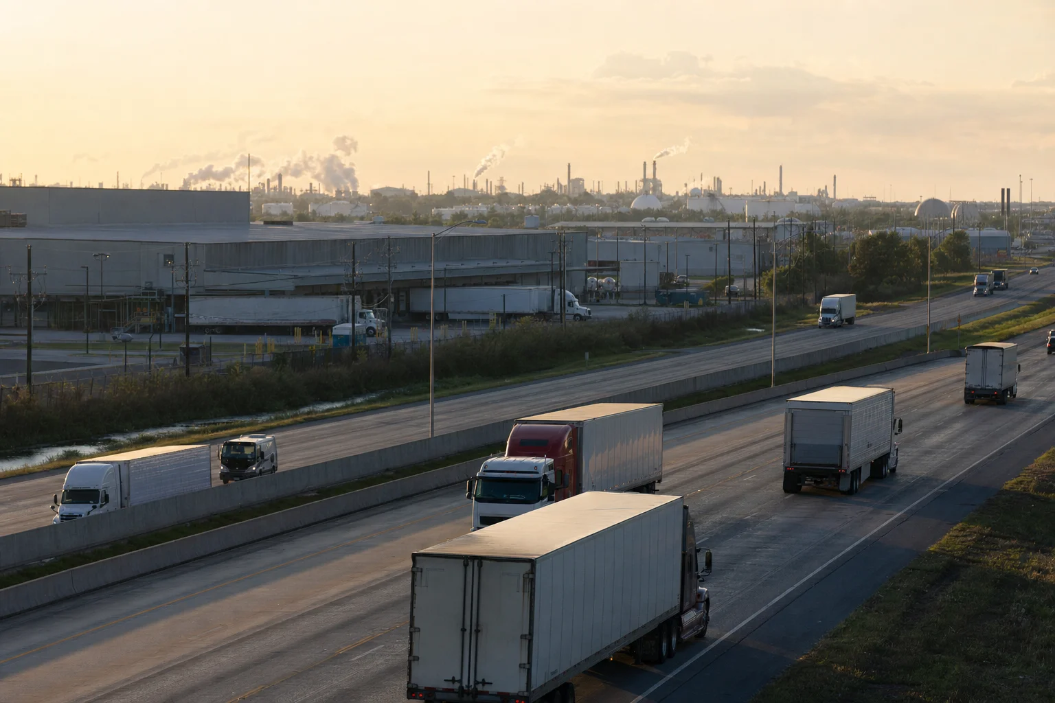 Editorial image: Lake Charles, Louisiana — commercial truck corridor