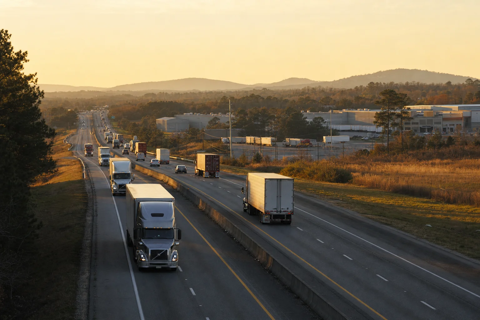 Editorial image: Mobile, Alabama — commercial truck corridor