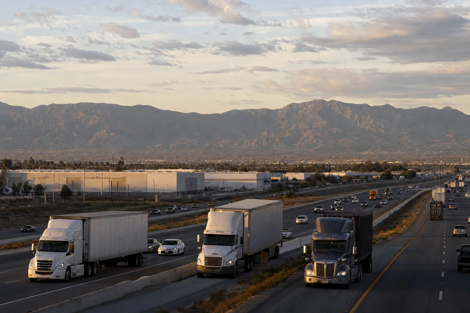 Editorial image: Ontario, California — commercial truck corridor