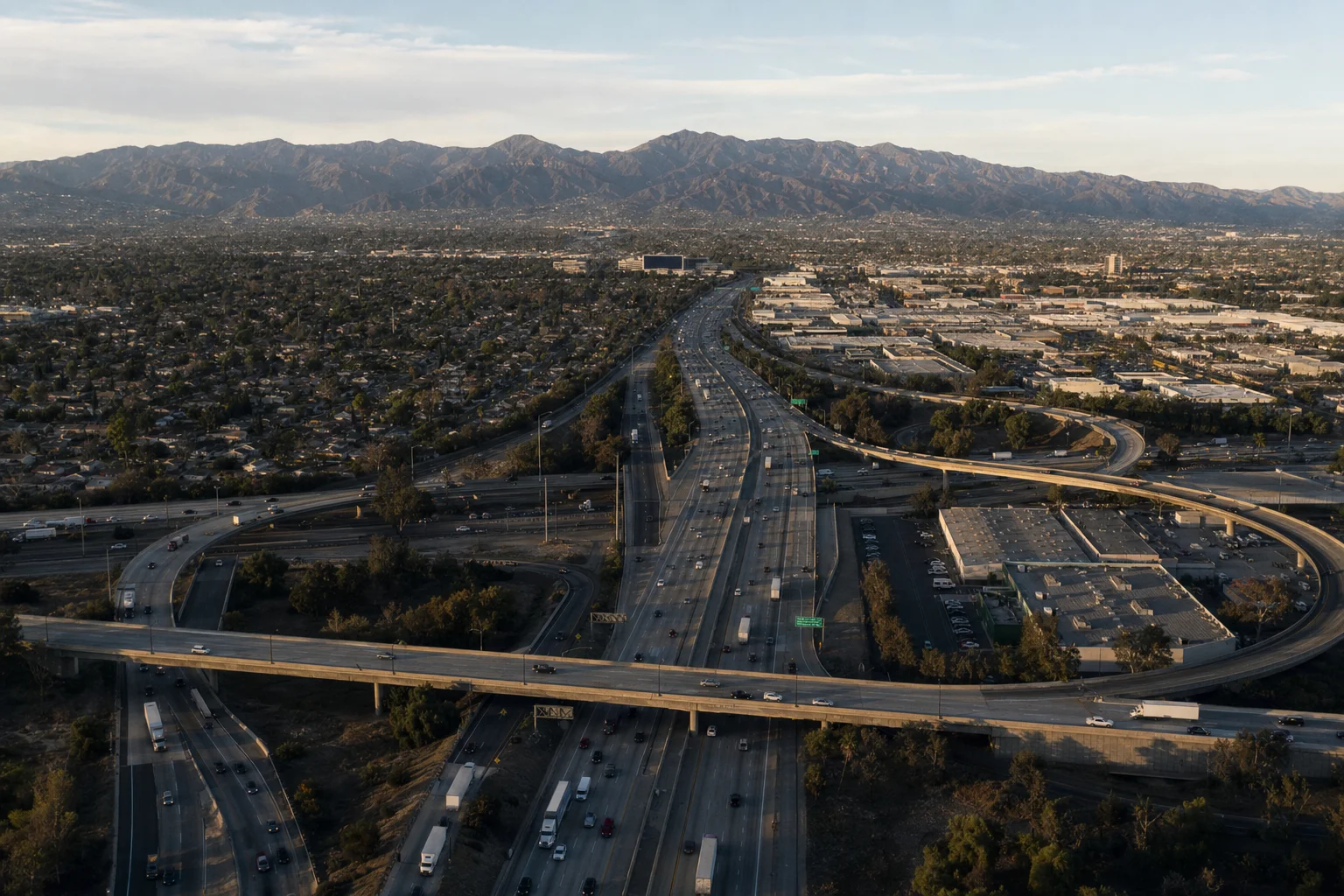 Editorial image: Orange County, California — commercial truck corridor