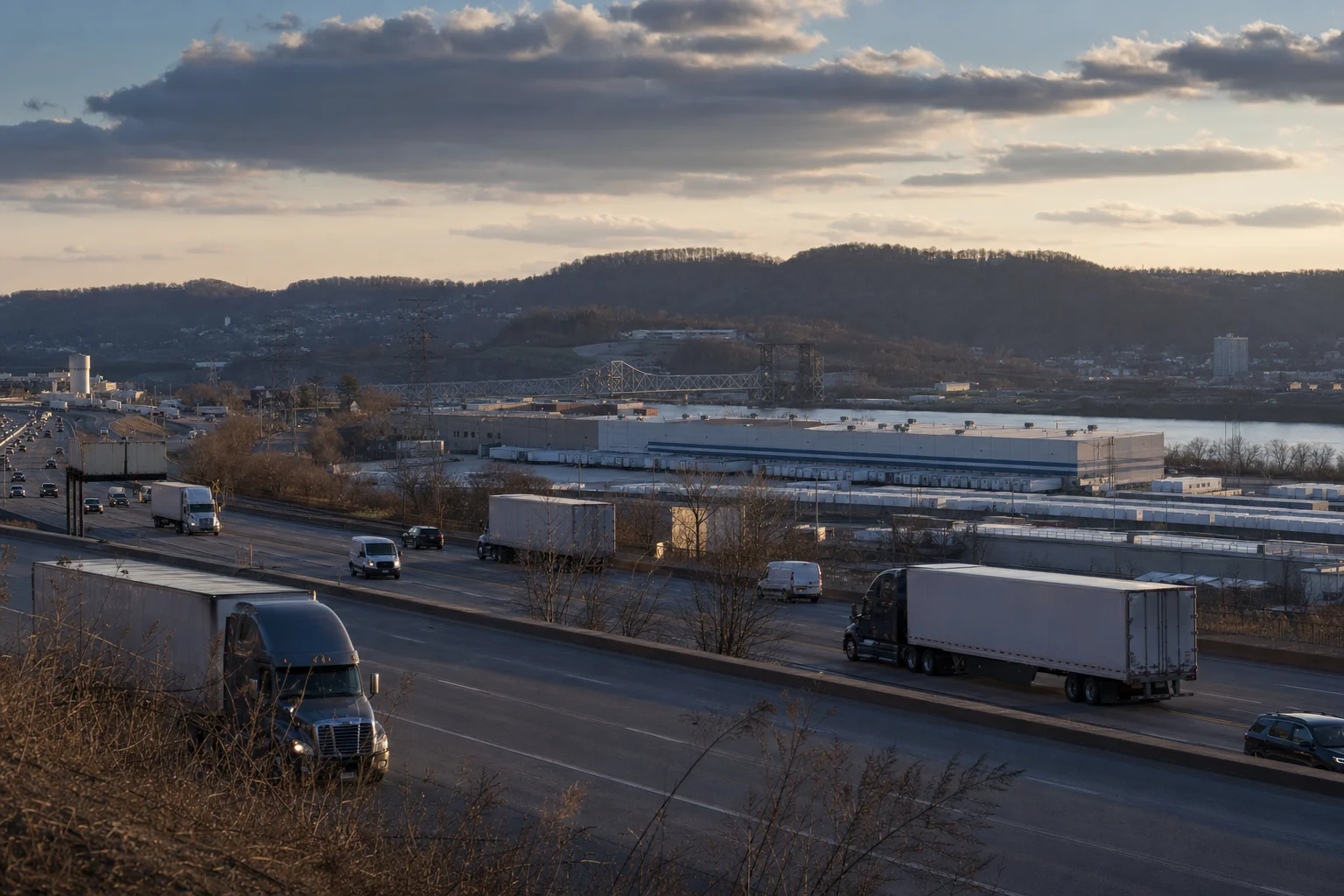 Editorial image: Pittsburgh, Pennsylvania — commercial truck corridor