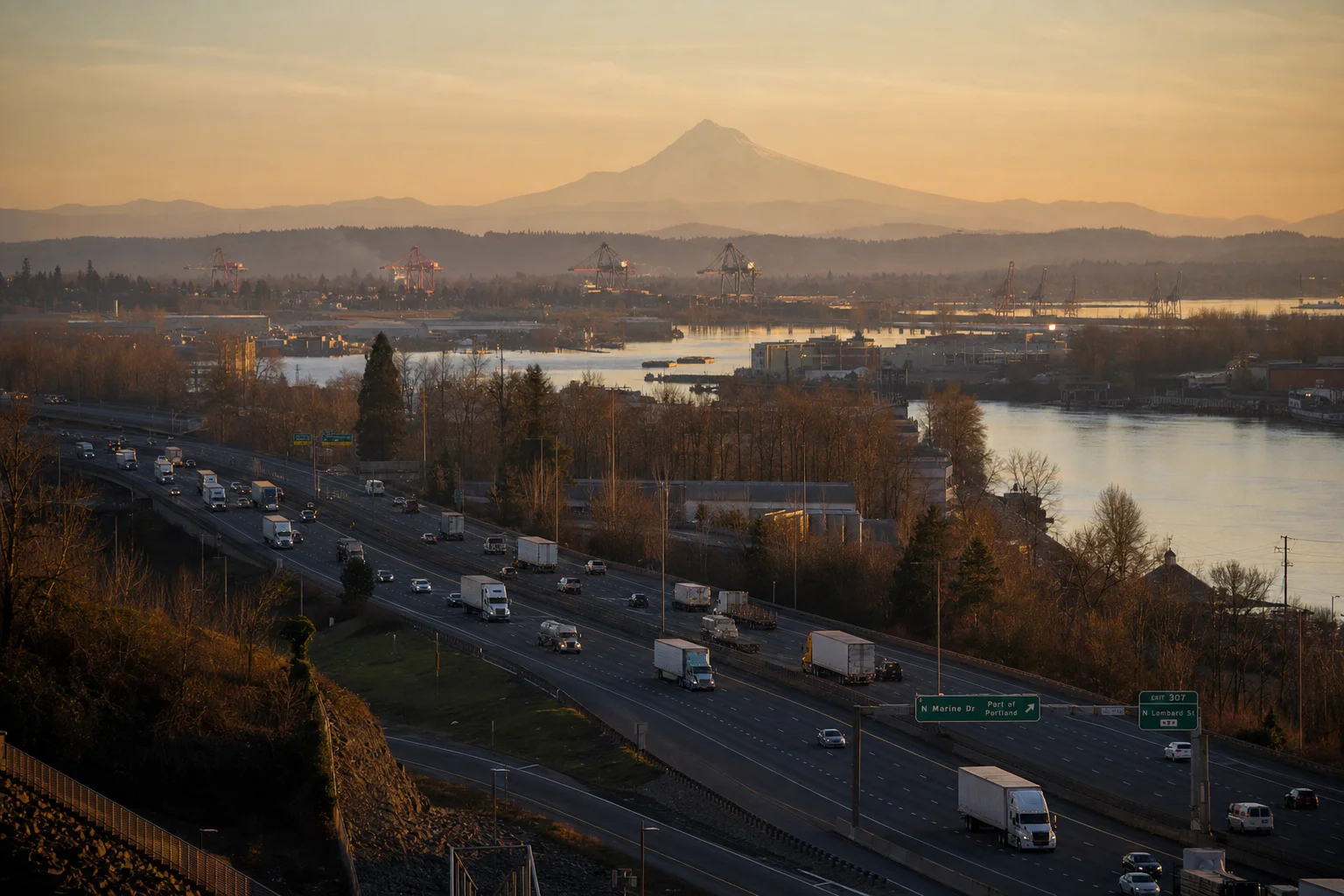 Oregon commercial trucking corridor — illustrative