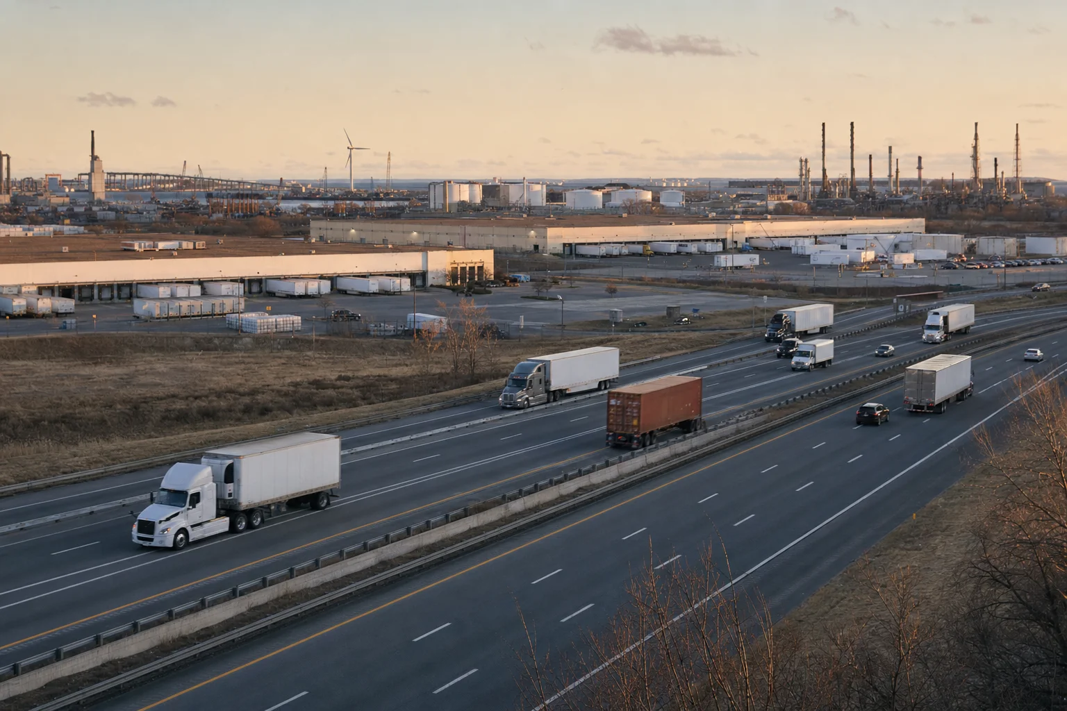 Rhode Island commercial trucking corridor — illustrative