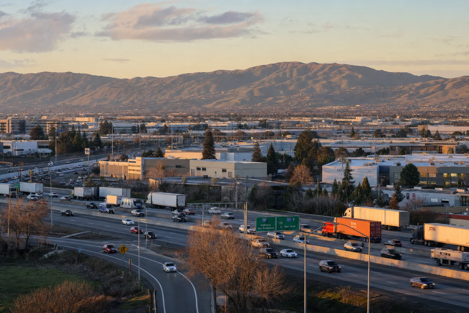 Editorial image: San Jose, California — commercial truck corridor