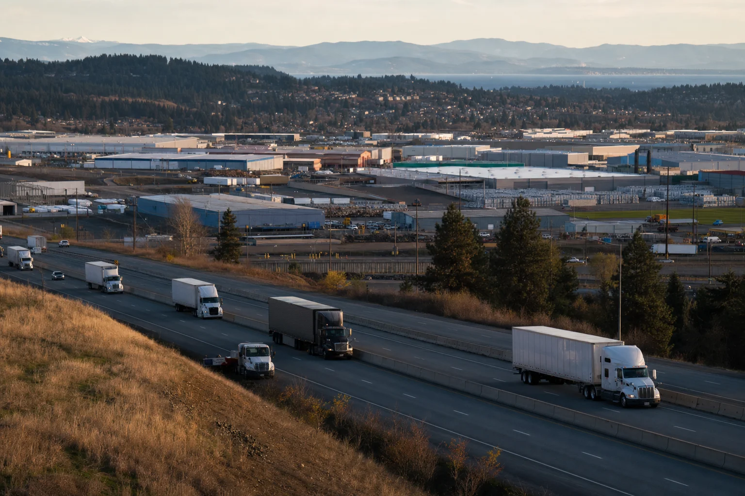 Editorial image: Spokane, Washington — commercial truck corridor