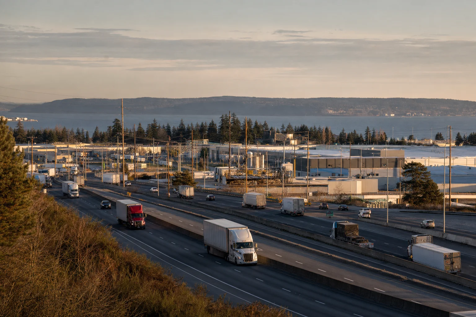 Editorial image: Tacoma, Washington — commercial truck corridor
