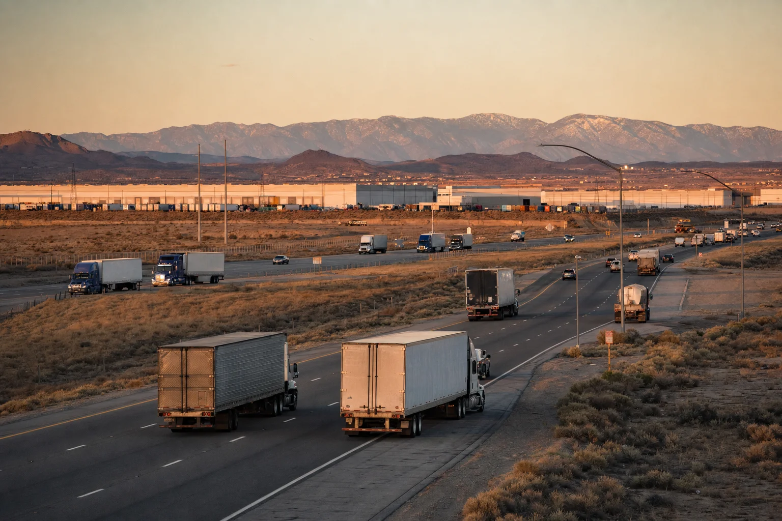 Editorial image: Victorville, California — commercial truck corridor
