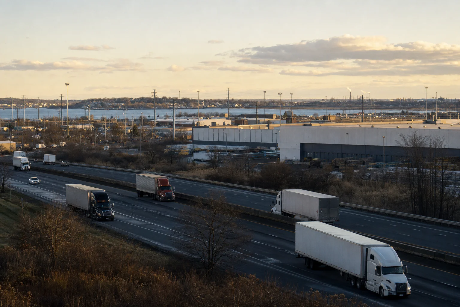 Editorial image: Warwick, Rhode Island — commercial truck corridor