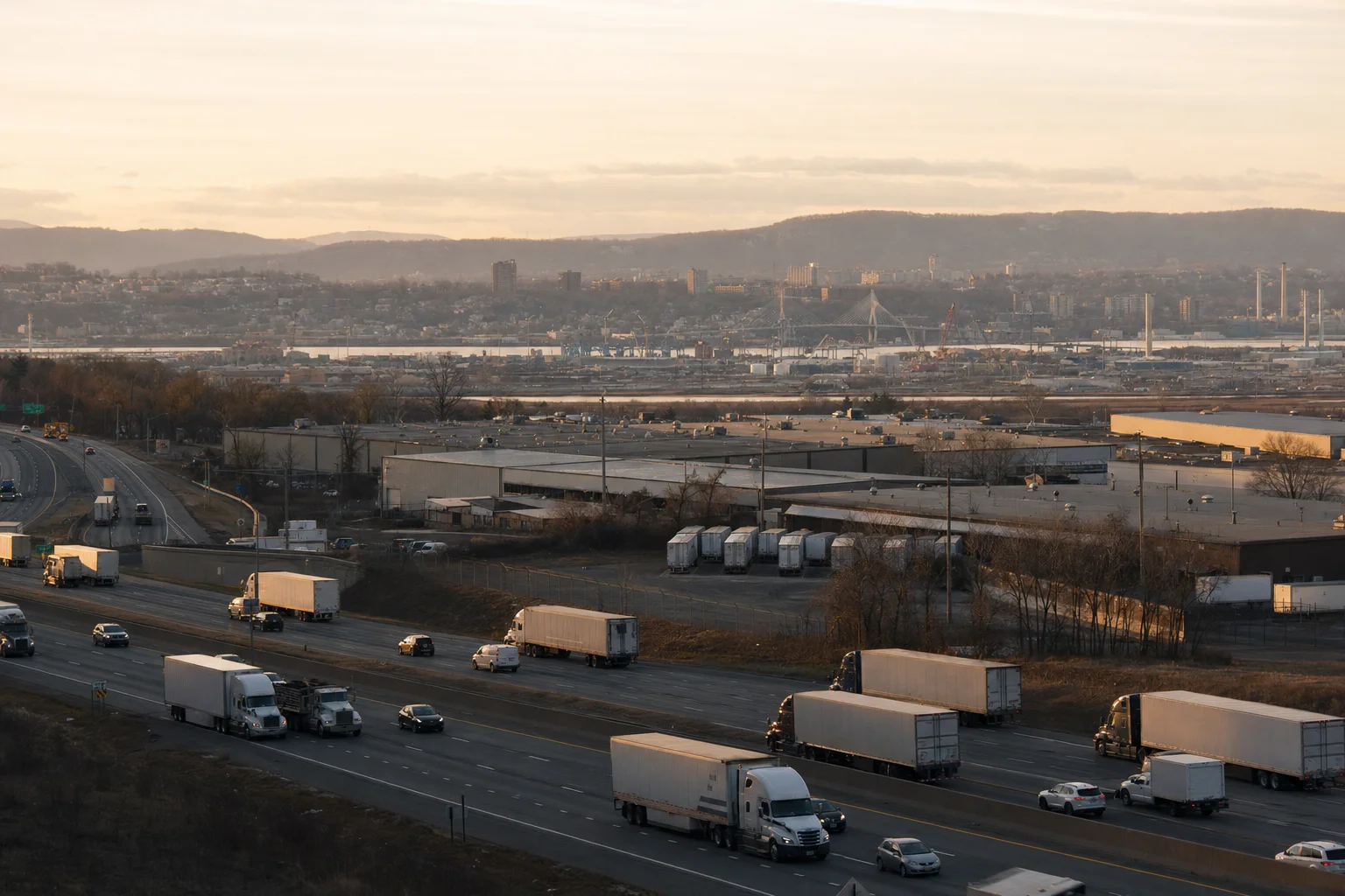 Editorial image: White Plains, New York — commercial truck corridor